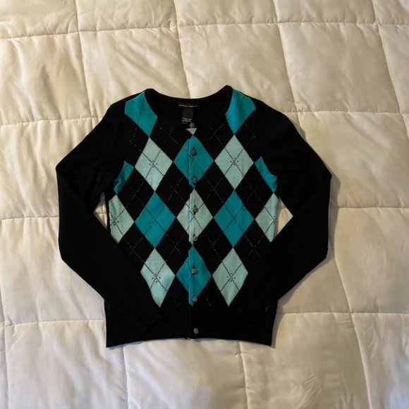 💚 NY. & CO. Argyle Button Up Sweater XS - Picture 2 of 6